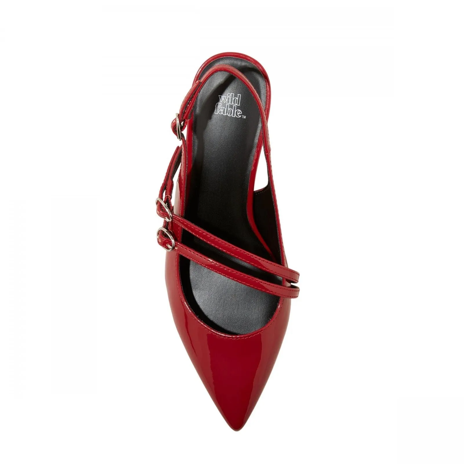 Wild Fable Womens Sasha Wide Width Buckle Slingback Kitten Heels 91307133 Red 8W