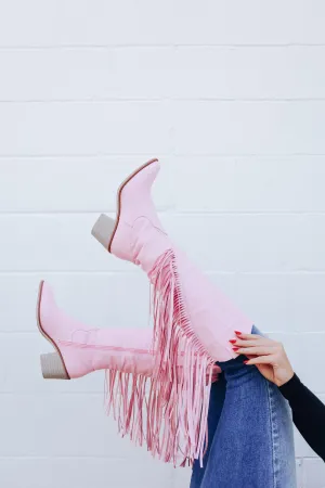 Wilder Fringe Knee High Boot - Pink