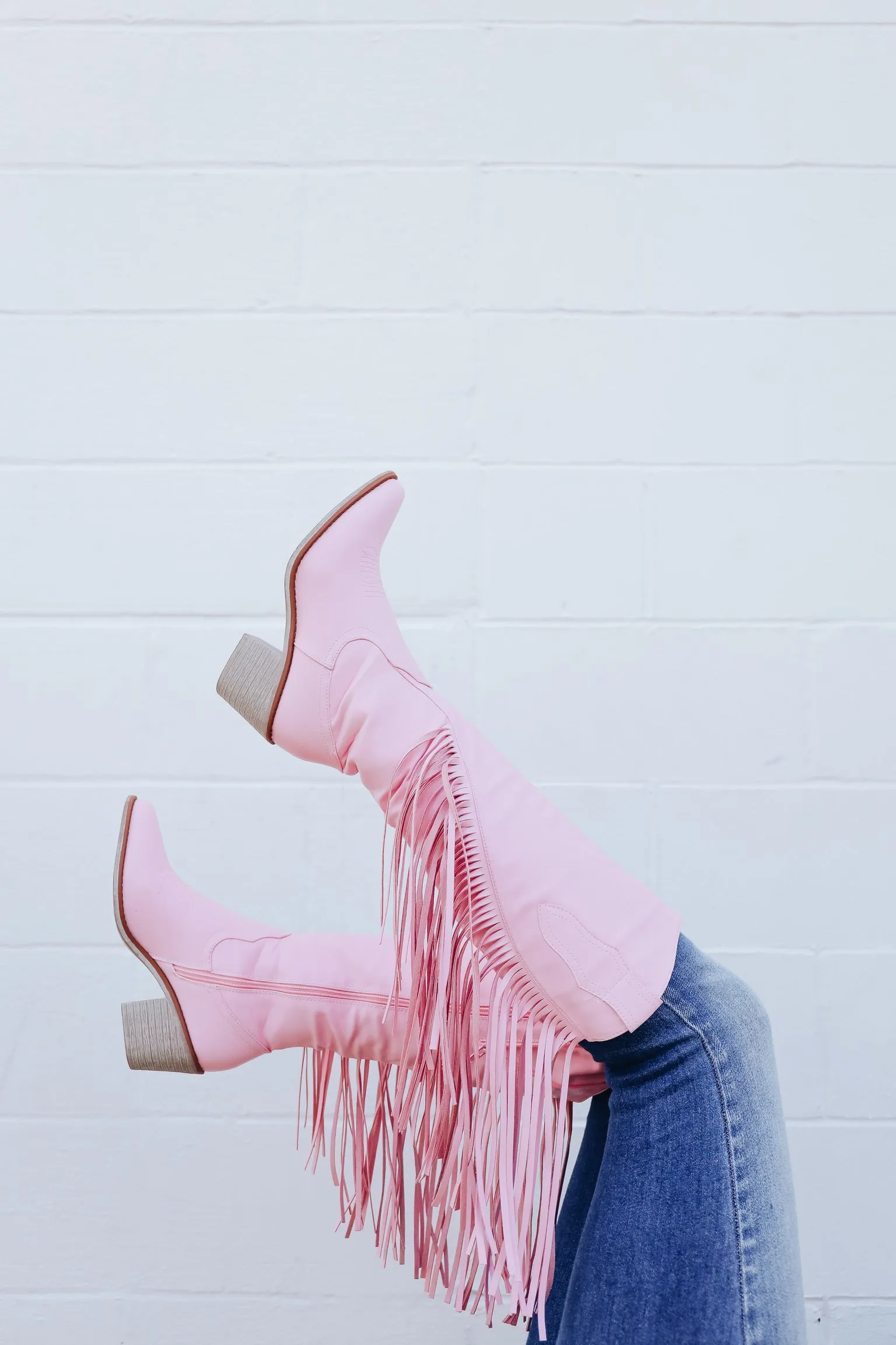 Wilder Fringe Knee High Boot - Pink