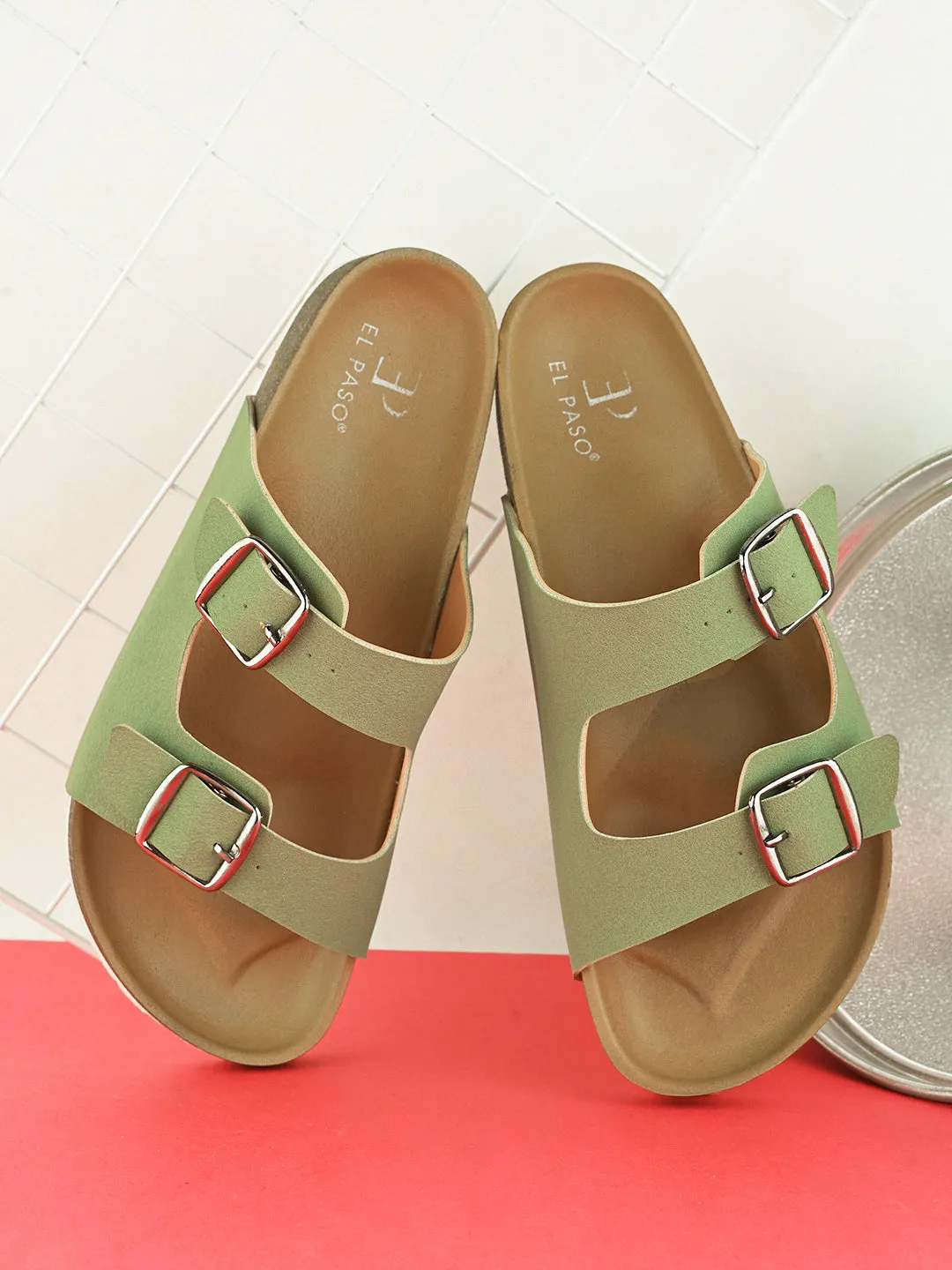 Women Open Toe Flats with Buckles
