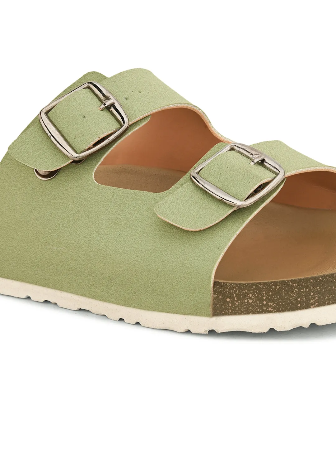 Women Open Toe Flats with Buckles