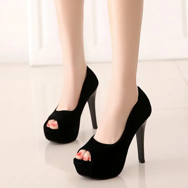 Women Peep Toe High Heels Platform Pumps