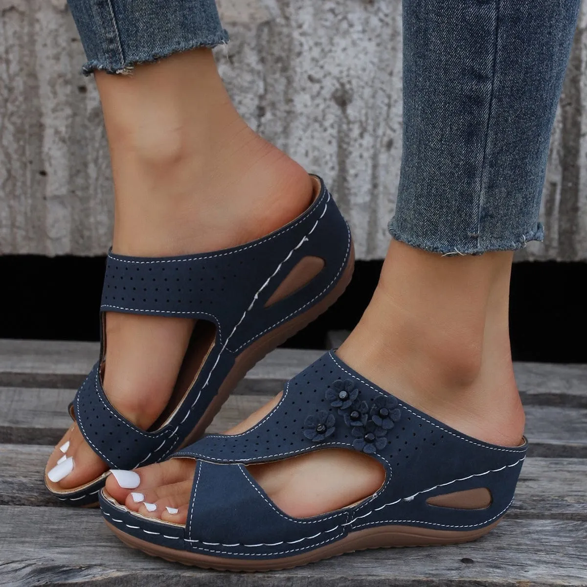 Women Retro Heels Wedge Sandals
