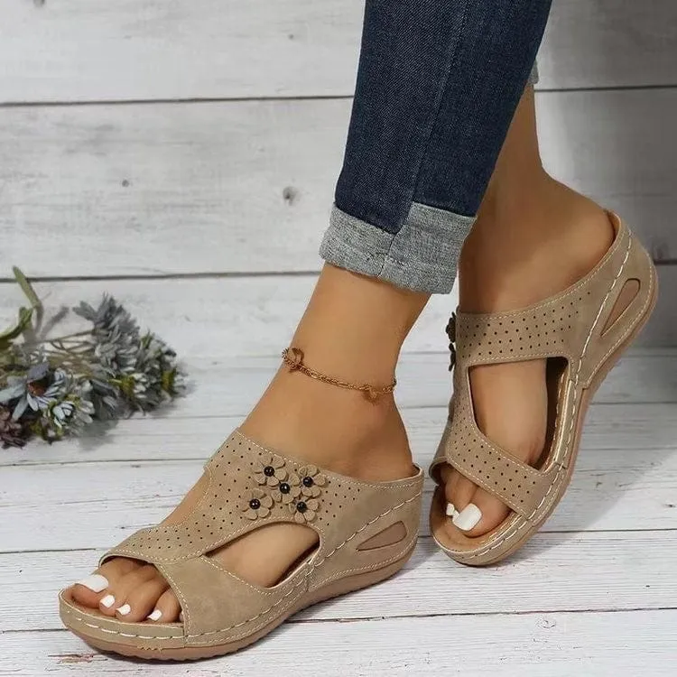 Women Retro Heels Wedge Sandals