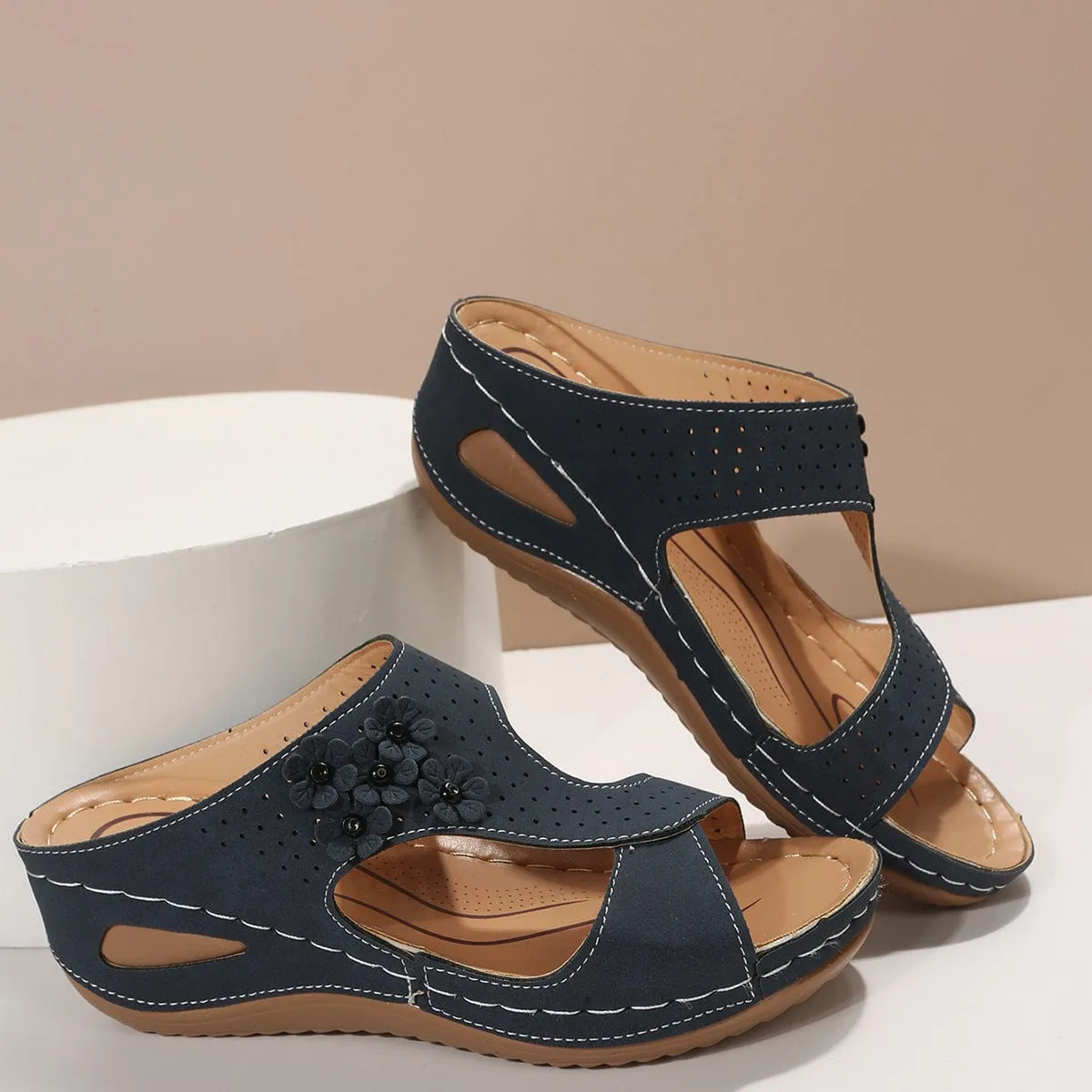 Women Retro Heels Wedge Sandals