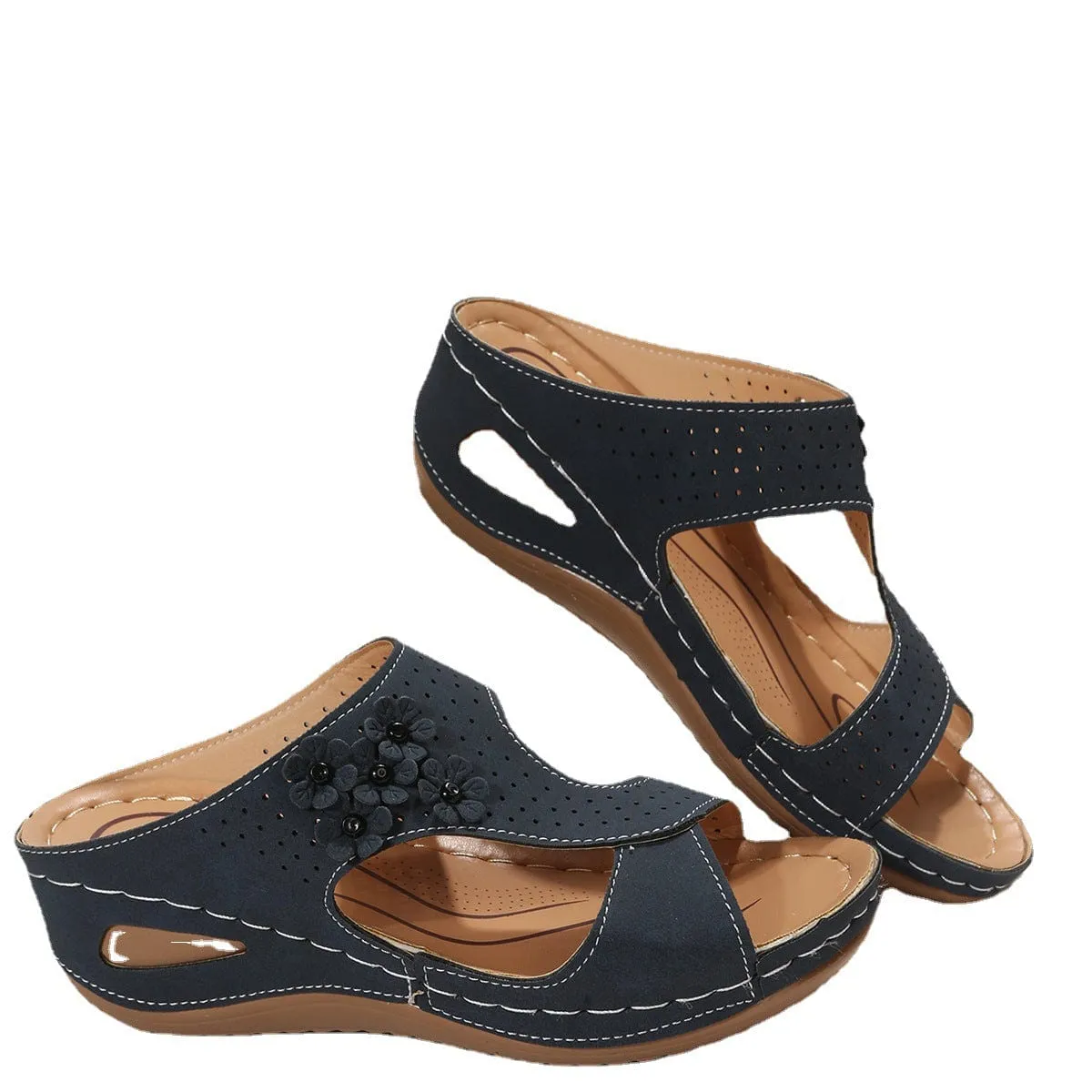 Women Retro Heels Wedge Sandals
