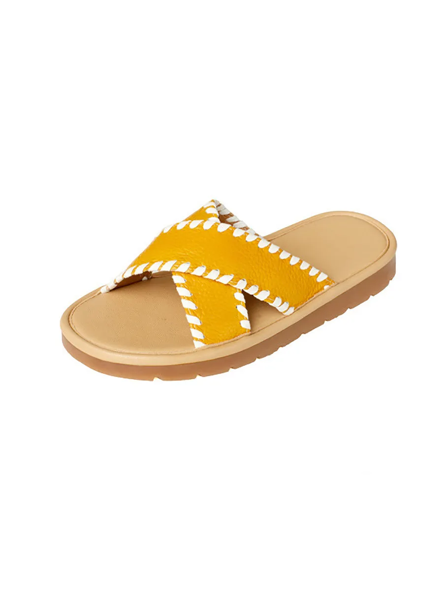 Women Summer Genuine Leather Slippers