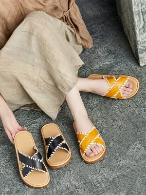 Women Summer Genuine Leather Slippers