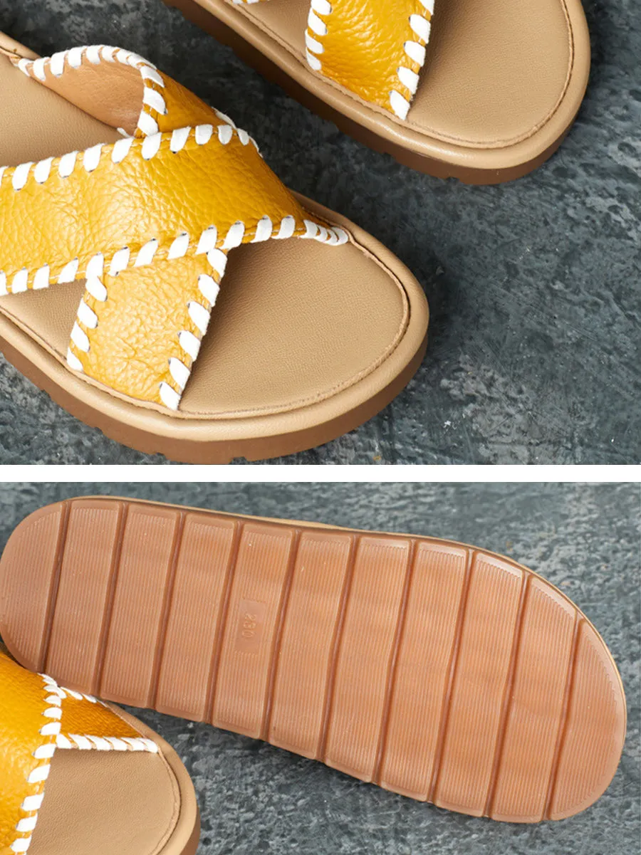 Women Summer Genuine Leather Slippers