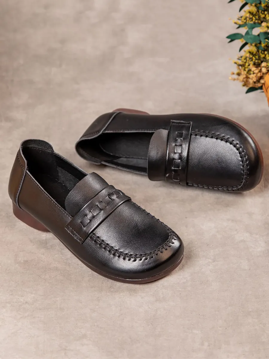 Women Vintage Genuine Leather Low Heel Shoes