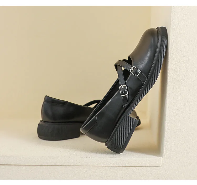 Women's Retro Thick-soled Mary Jane College Style Soft-soled Flats Shoes