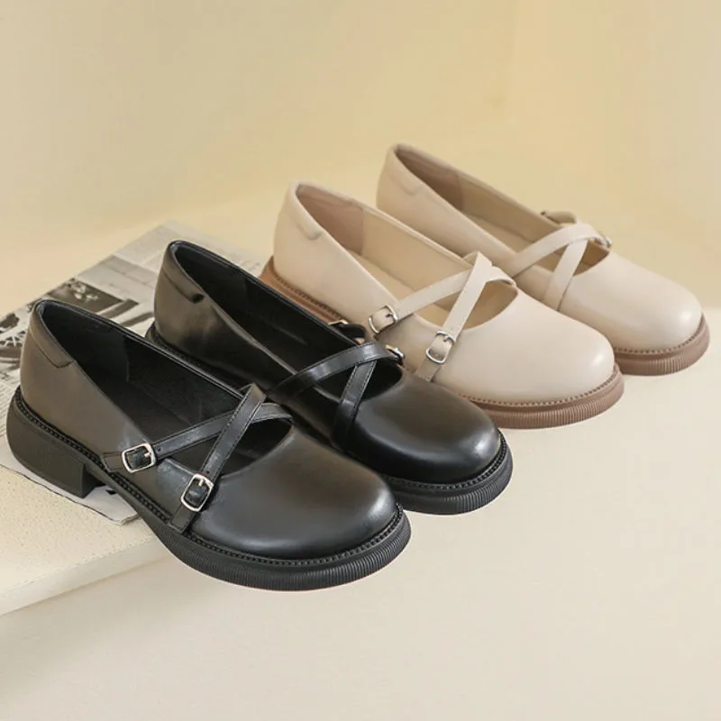 Women's Retro Thick-soled Mary Jane College Style Soft-soled Flats Shoes