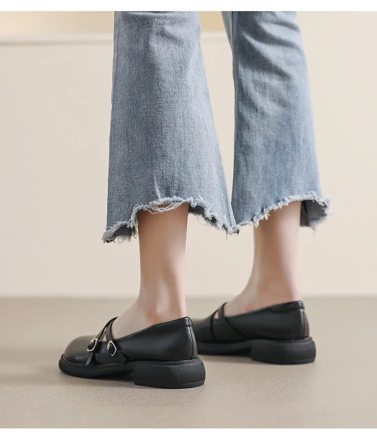 Women's Retro Thick-soled Mary Jane College Style Soft-soled Flats Shoes
