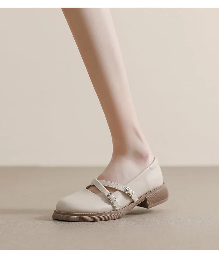 Women's Retro Thick-soled Mary Jane College Style Soft-soled Flats Shoes