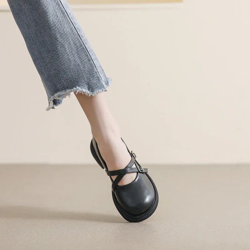 Women's Retro Thick-soled Mary Jane College Style Soft-soled Flats Shoes