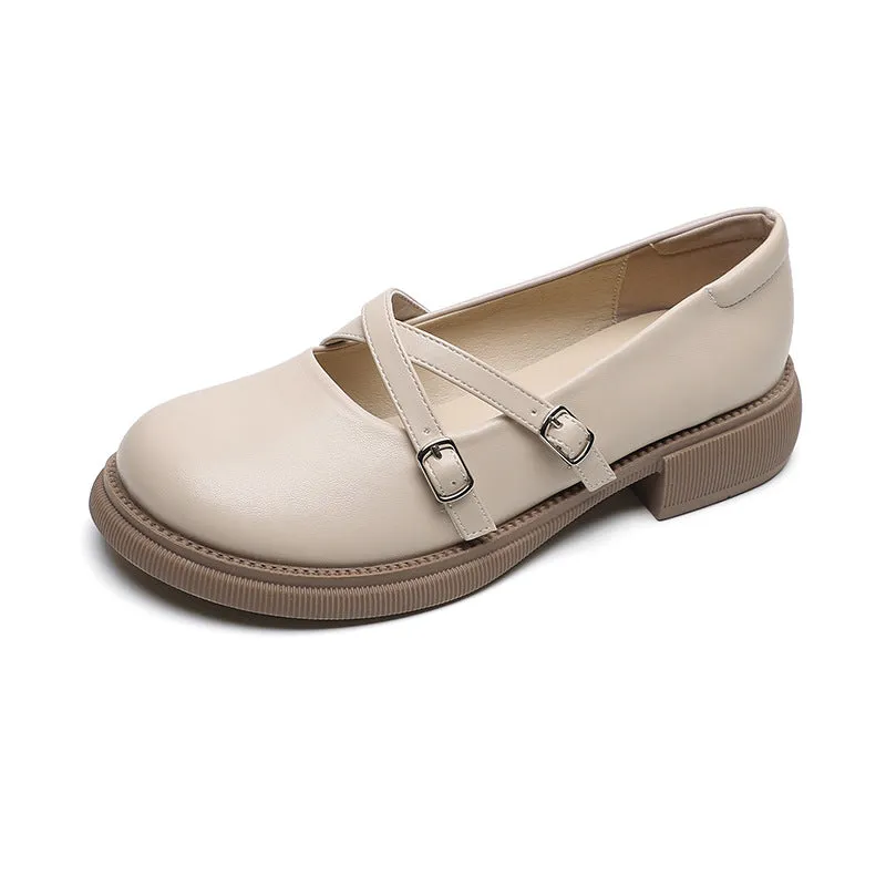 Women's Retro Thick-soled Mary Jane College Style Soft-soled Flats Shoes