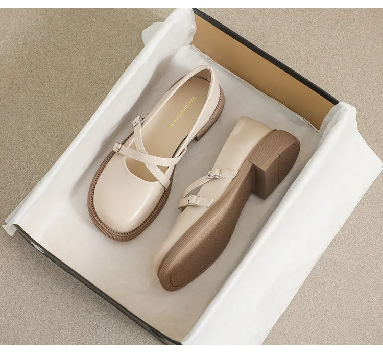 Women's Retro Thick-soled Mary Jane College Style Soft-soled Flats Shoes