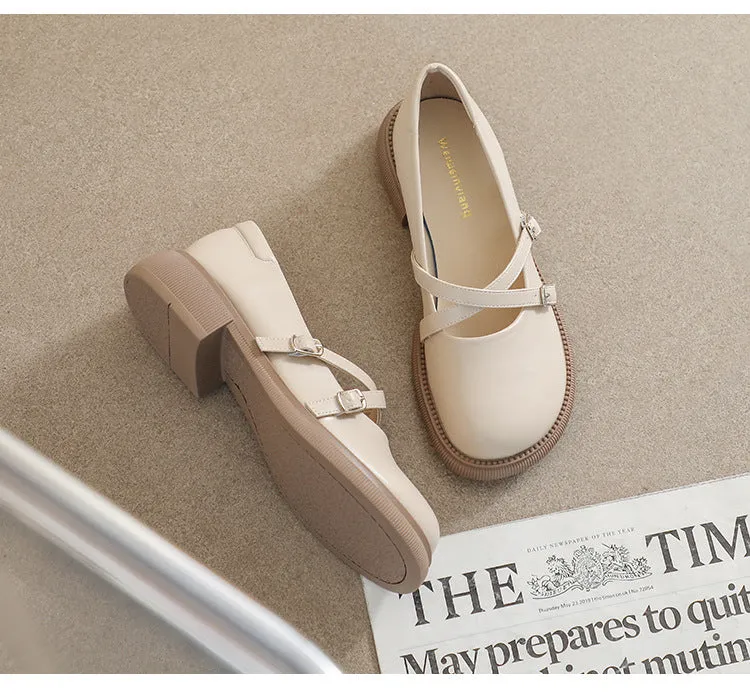 Women's Retro Thick-soled Mary Jane College Style Soft-soled Flats Shoes