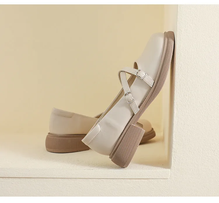 Women's Retro Thick-soled Mary Jane College Style Soft-soled Flats Shoes