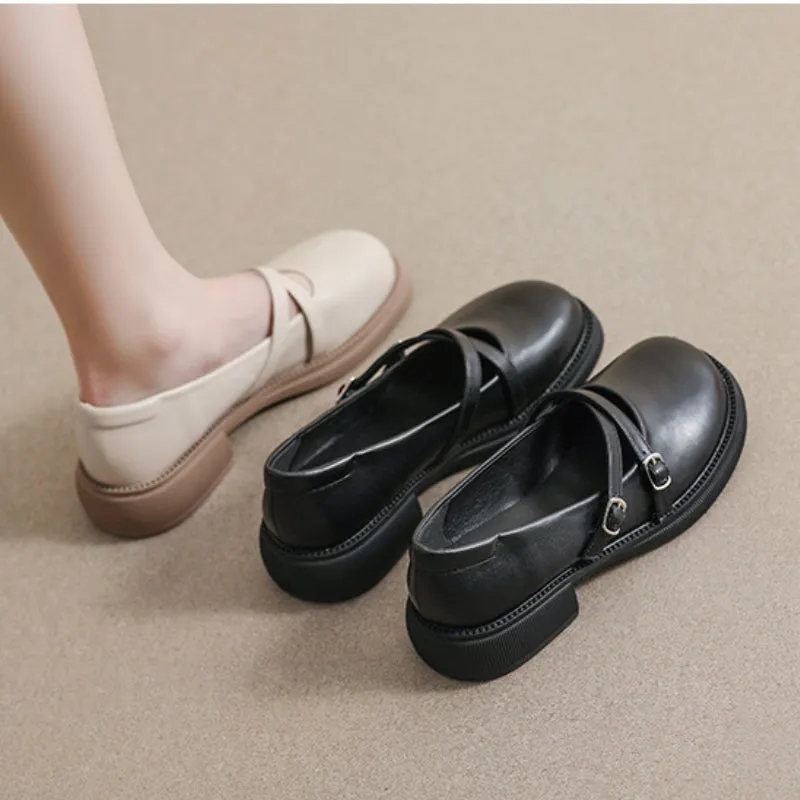 Women's Retro Thick-soled Mary Jane College Style Soft-soled Flats Shoes