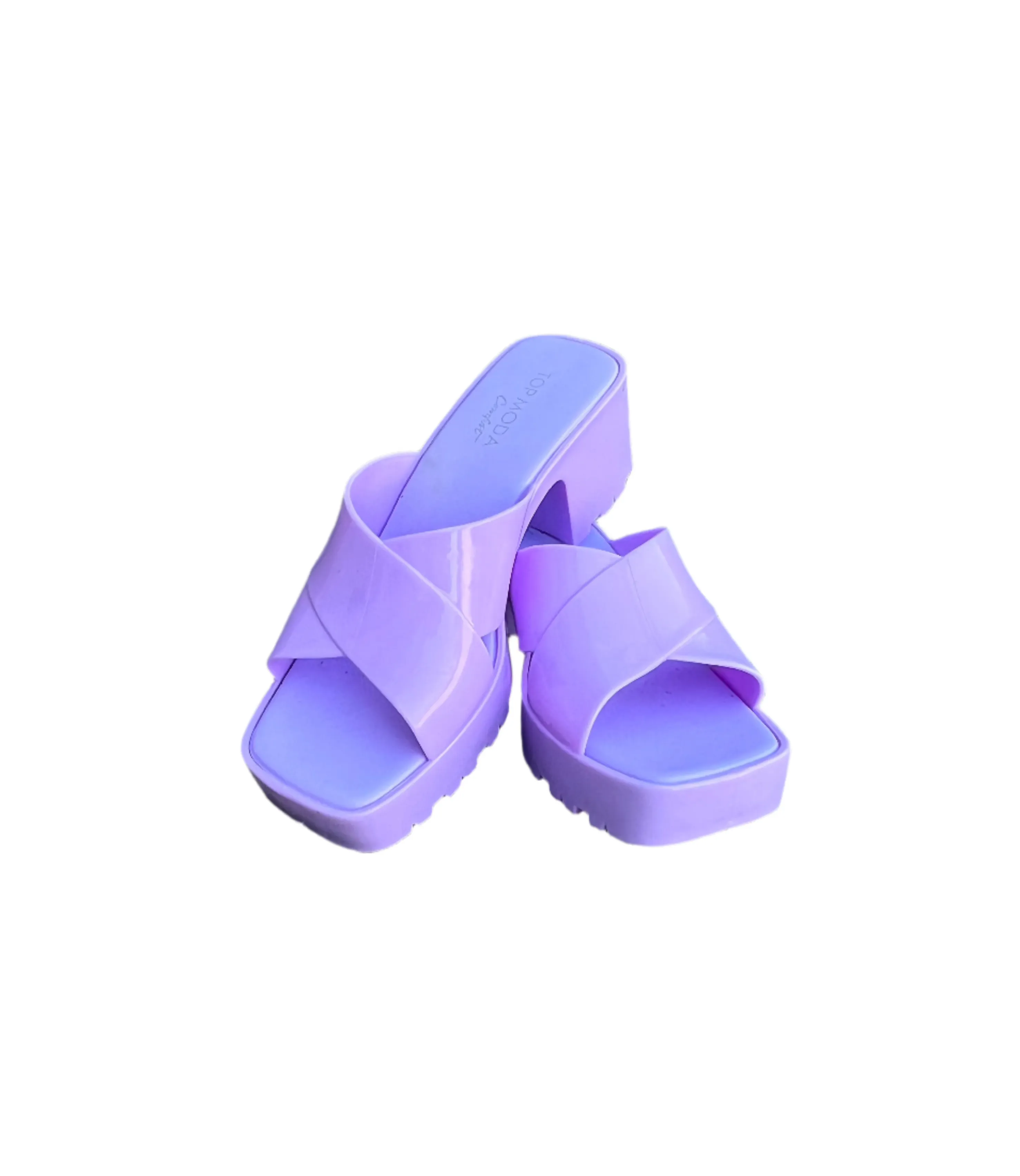 WOMENS SLIDE IN CHUNKY HEEL JELLY SANDALS