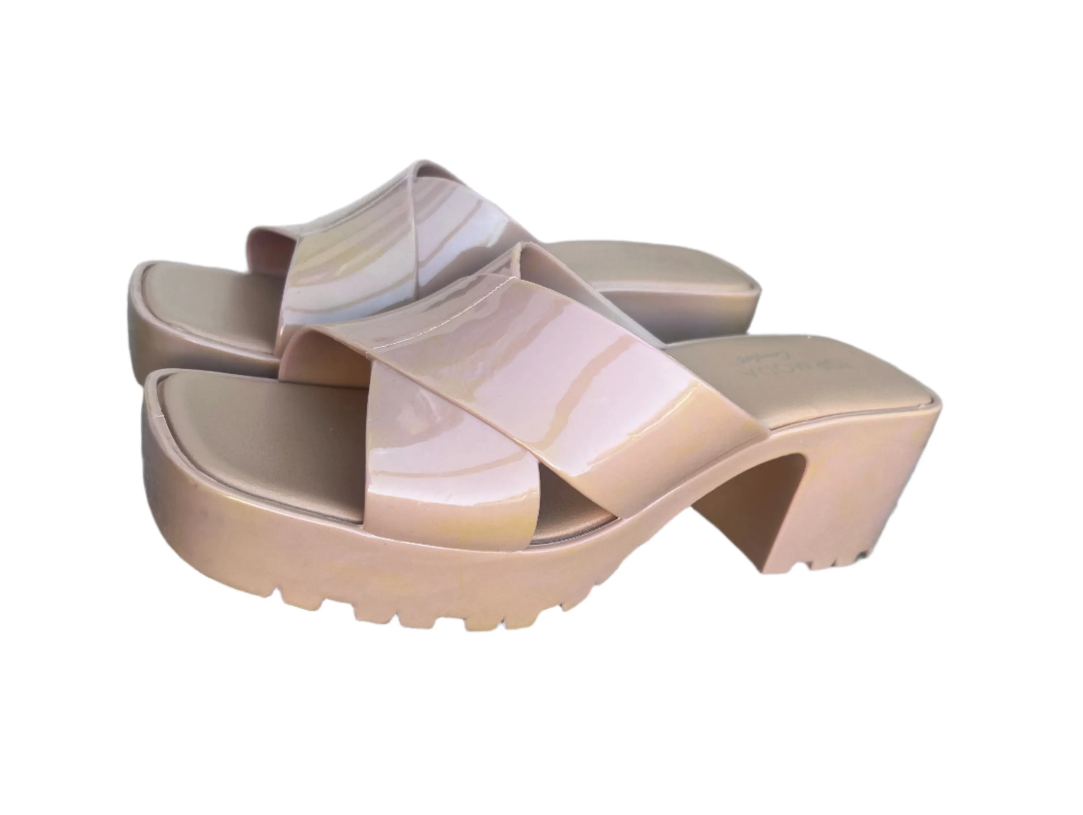 WOMENS SLIDE IN CHUNKY HEEL JELLY SANDALS