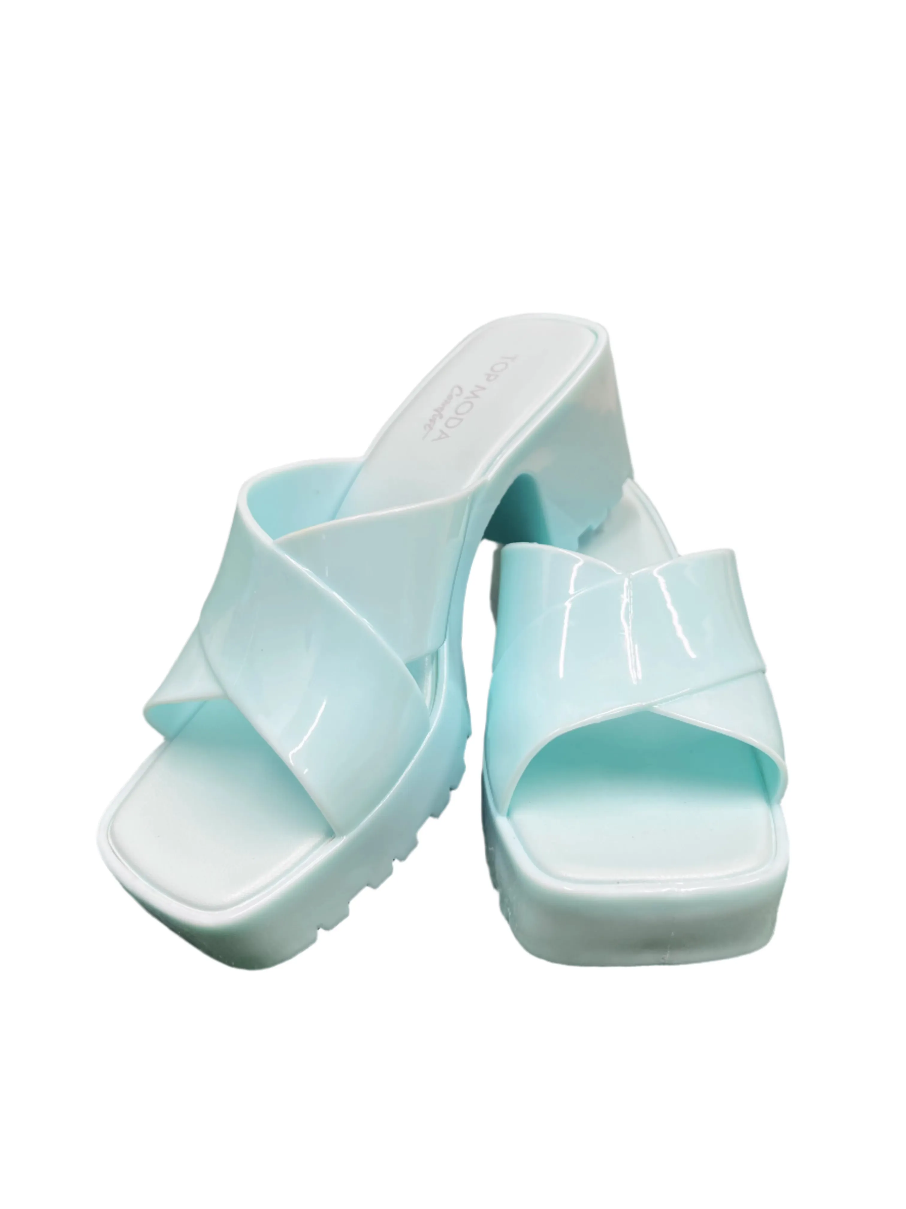 WOMENS SLIDE IN CHUNKY HEEL JELLY SANDALS