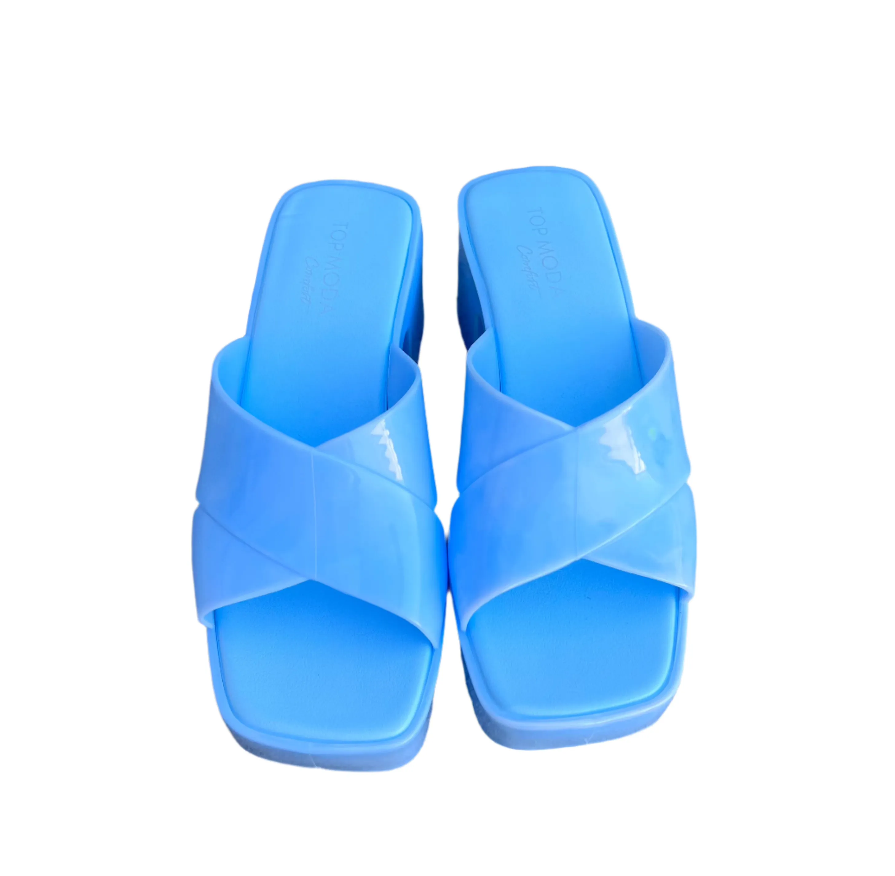 WOMENS SLIDE IN CHUNKY HEEL JELLY SANDALS