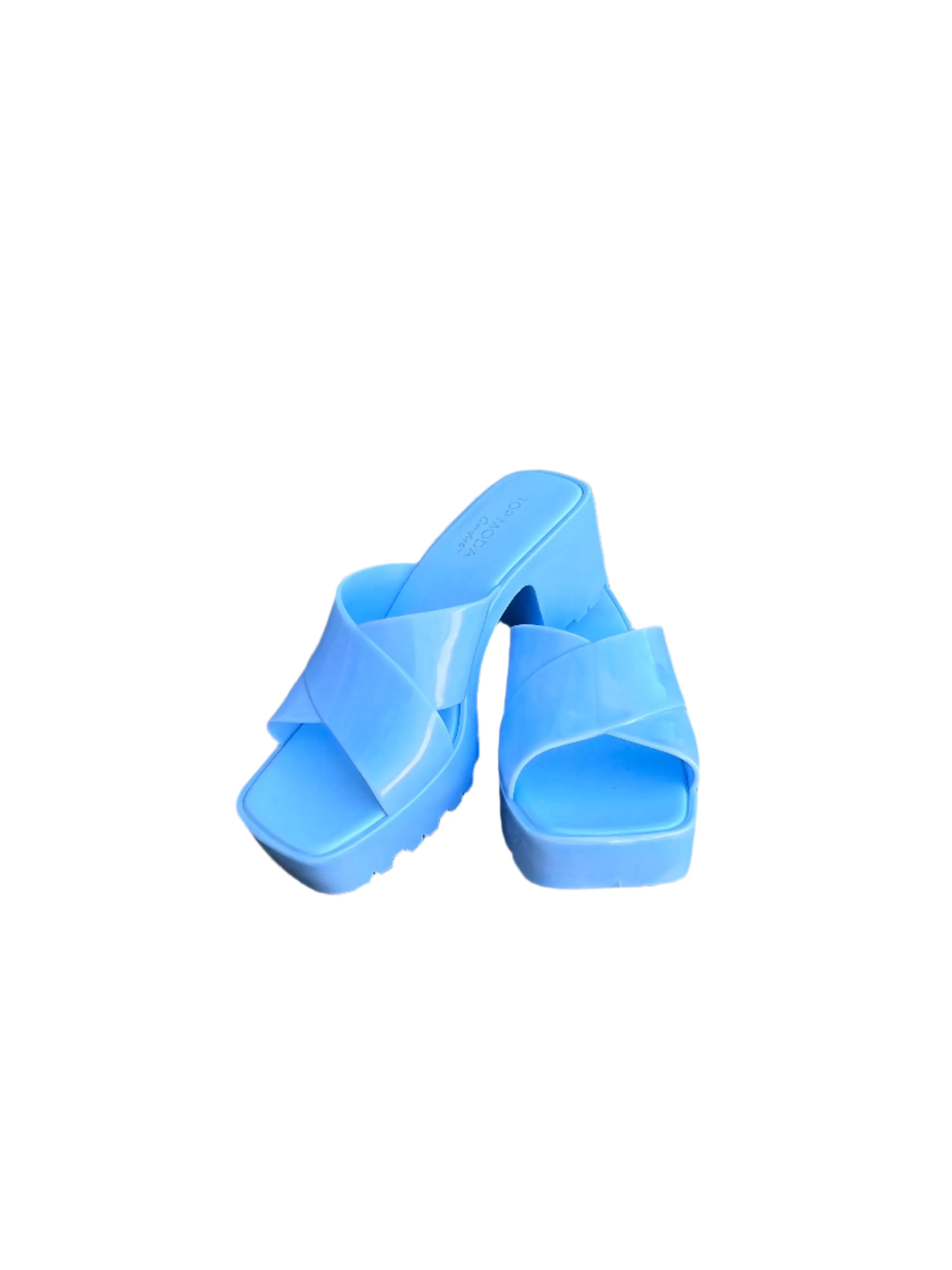 WOMENS SLIDE IN CHUNKY HEEL JELLY SANDALS