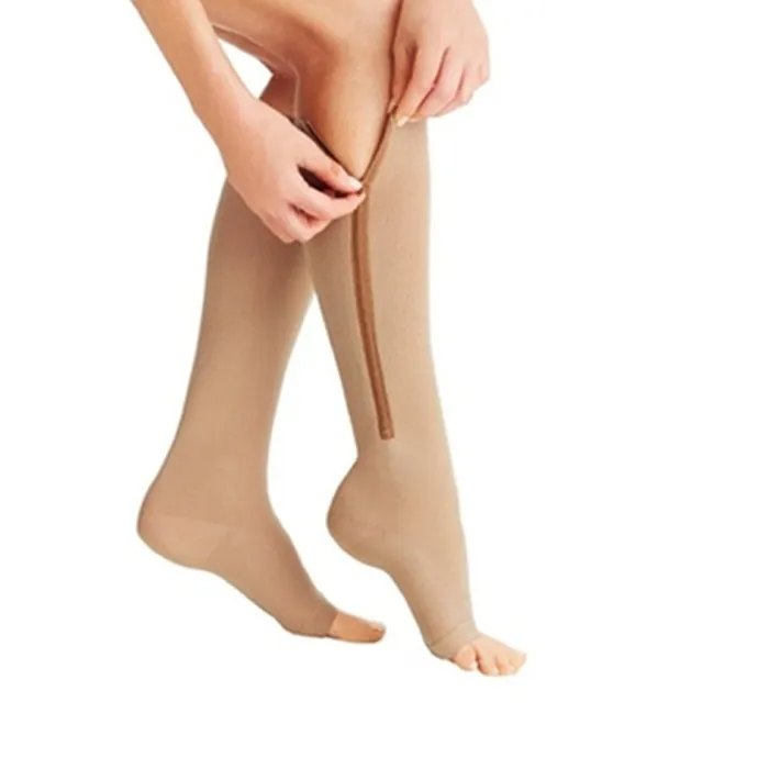 Zip-Up Open-Toe Compression Socks
