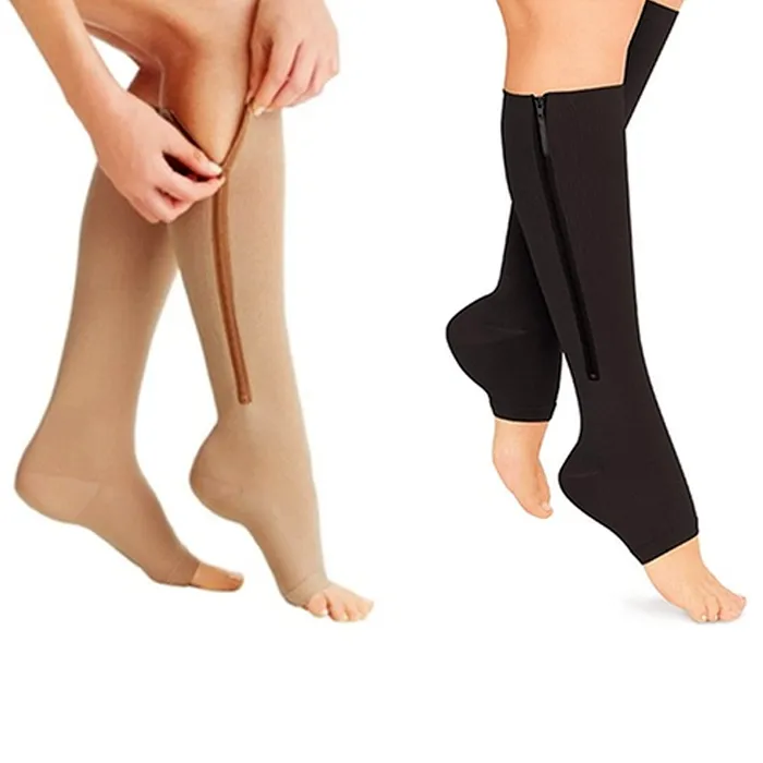 Zip-Up Open-Toe Compression Socks