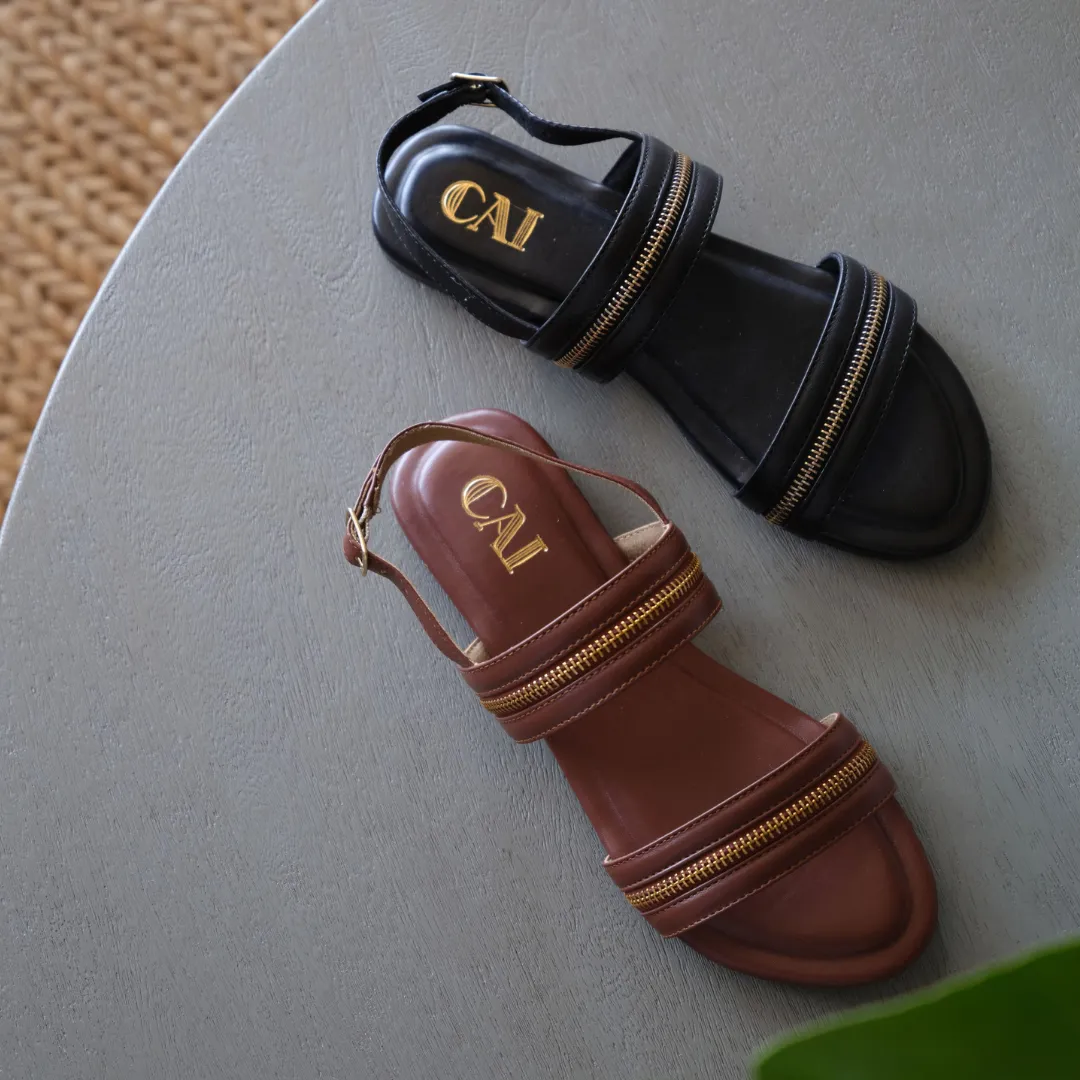 Zipped in Brown Sandals