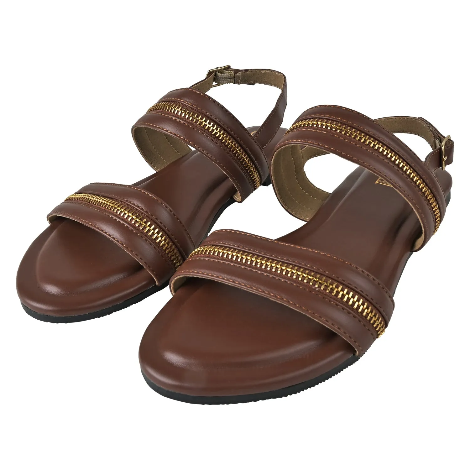 Zipped in Brown Sandals